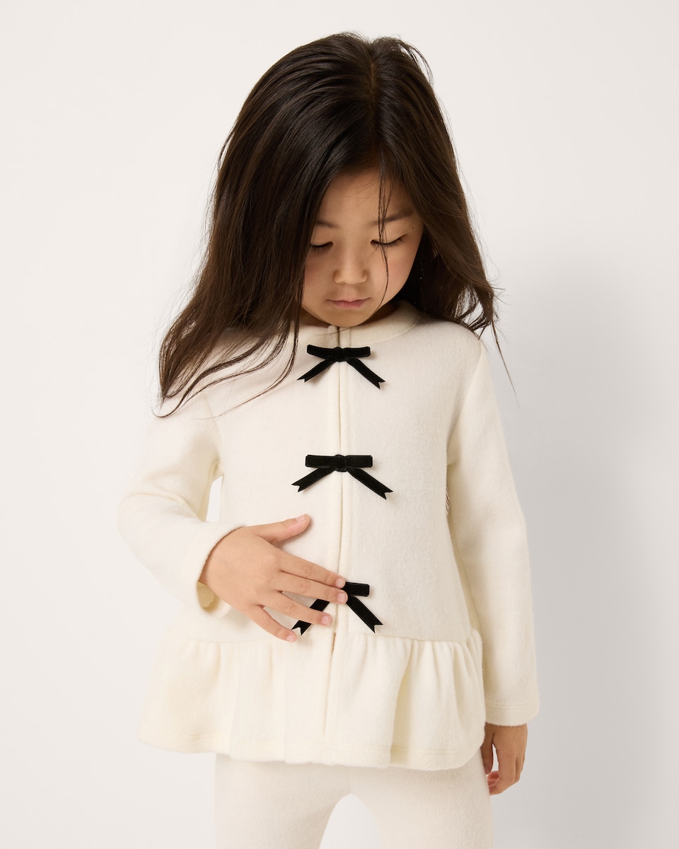 image 1 of F&F Girls Bow Top and Leggings Set in Cream