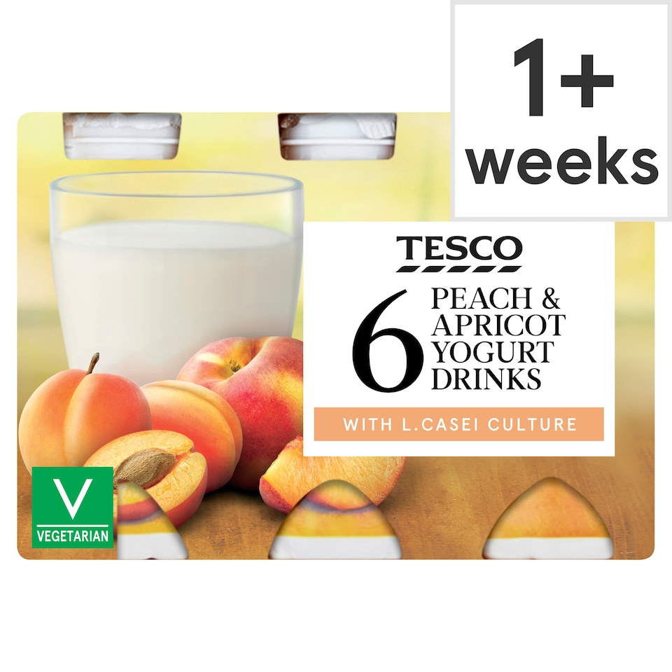 Tesco Peach & Apricot Yogurt Drink 6 X100g