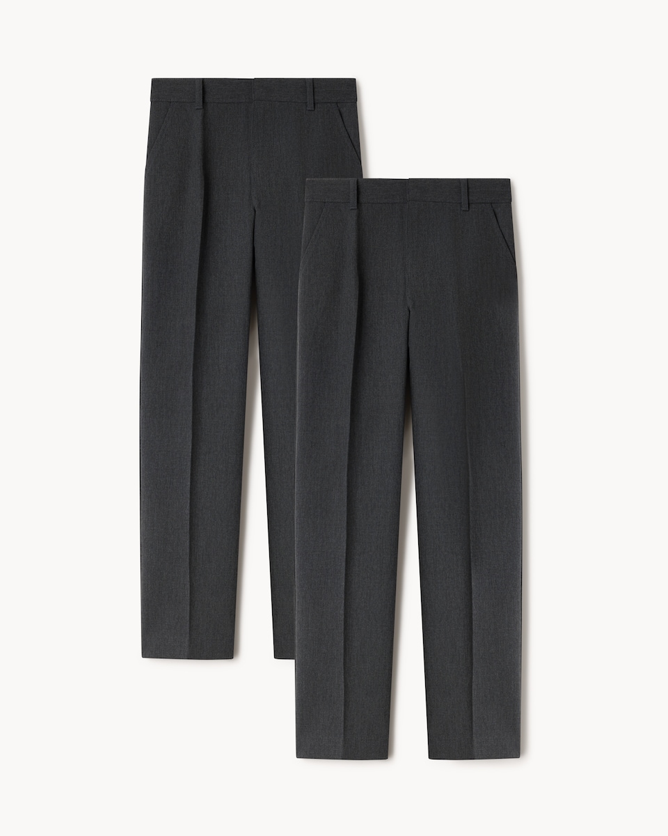 image 1 of F&F School Boys 2-Pack Slim Fit Longer Length Trousers in Grey