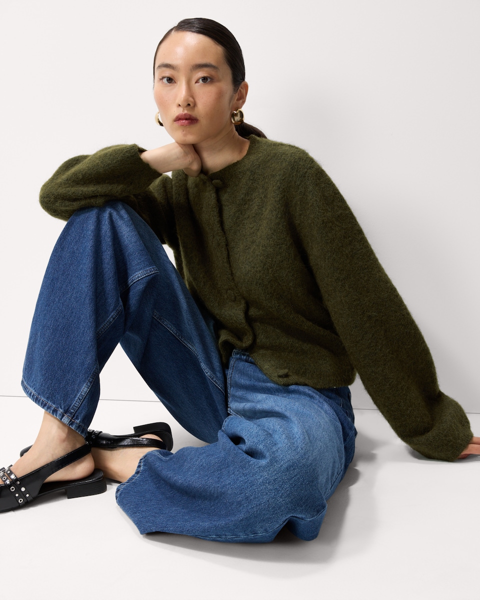 image 1 of F&F Knitted Button Up Cardigan in Olive