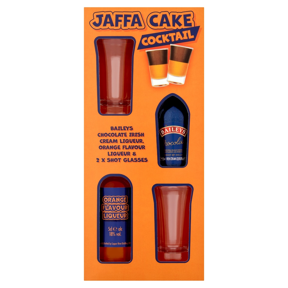 Beams Jaffa Cake Cocktail Baileys 5cl, Orange Liqueur 5cl and 2 x Glasses