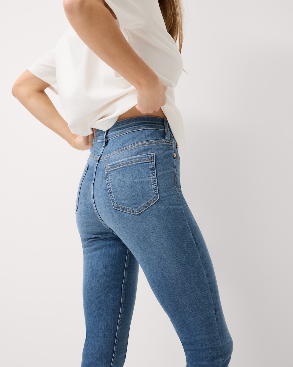 image 1 of F&F Contour High Rise Skinny Jeans in Navy