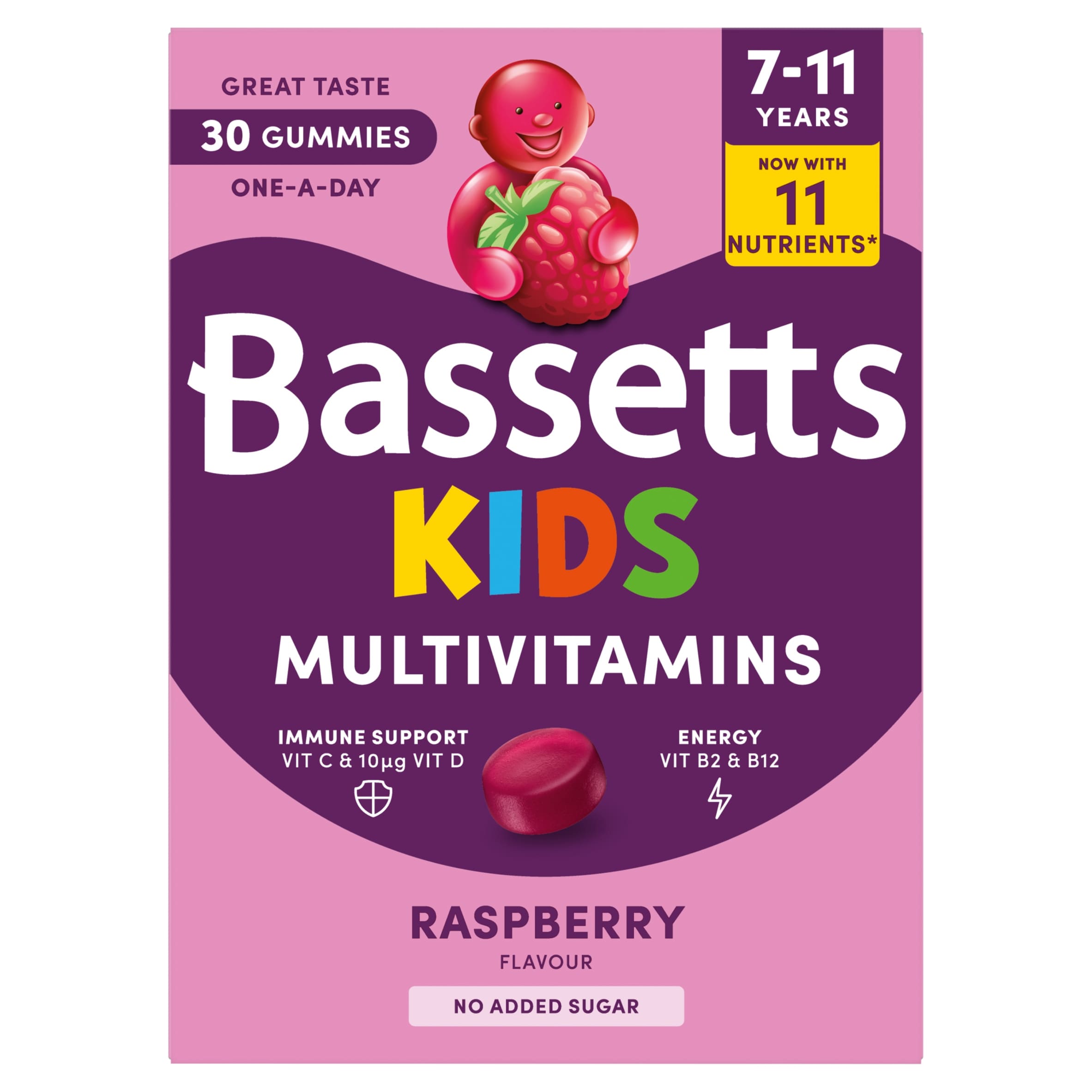Bassetts Kids Multivitamin, 7-11 years Raspberry Gummies x 30
