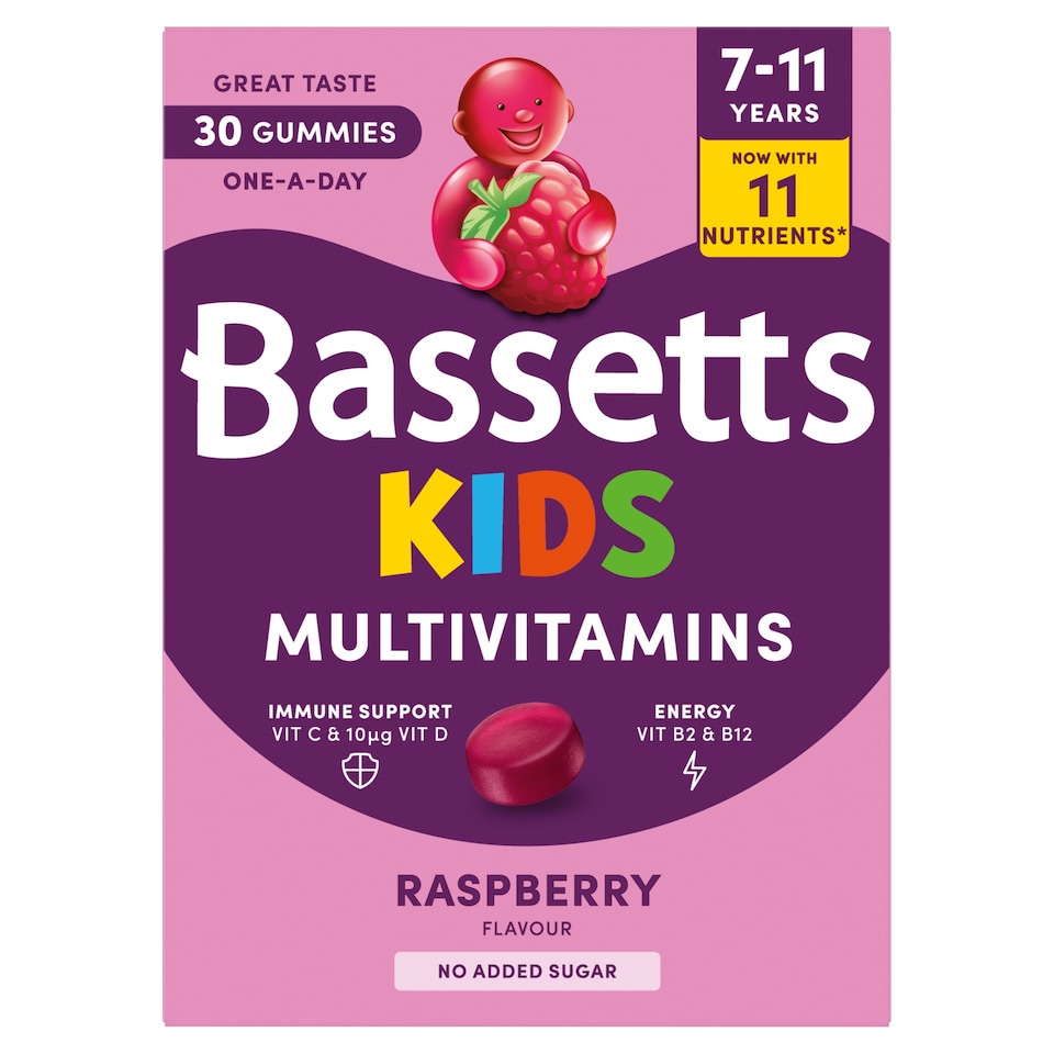 image 1 of Bassetts Kids Multivitamin, 7-11 years Raspberry Gummies x 30