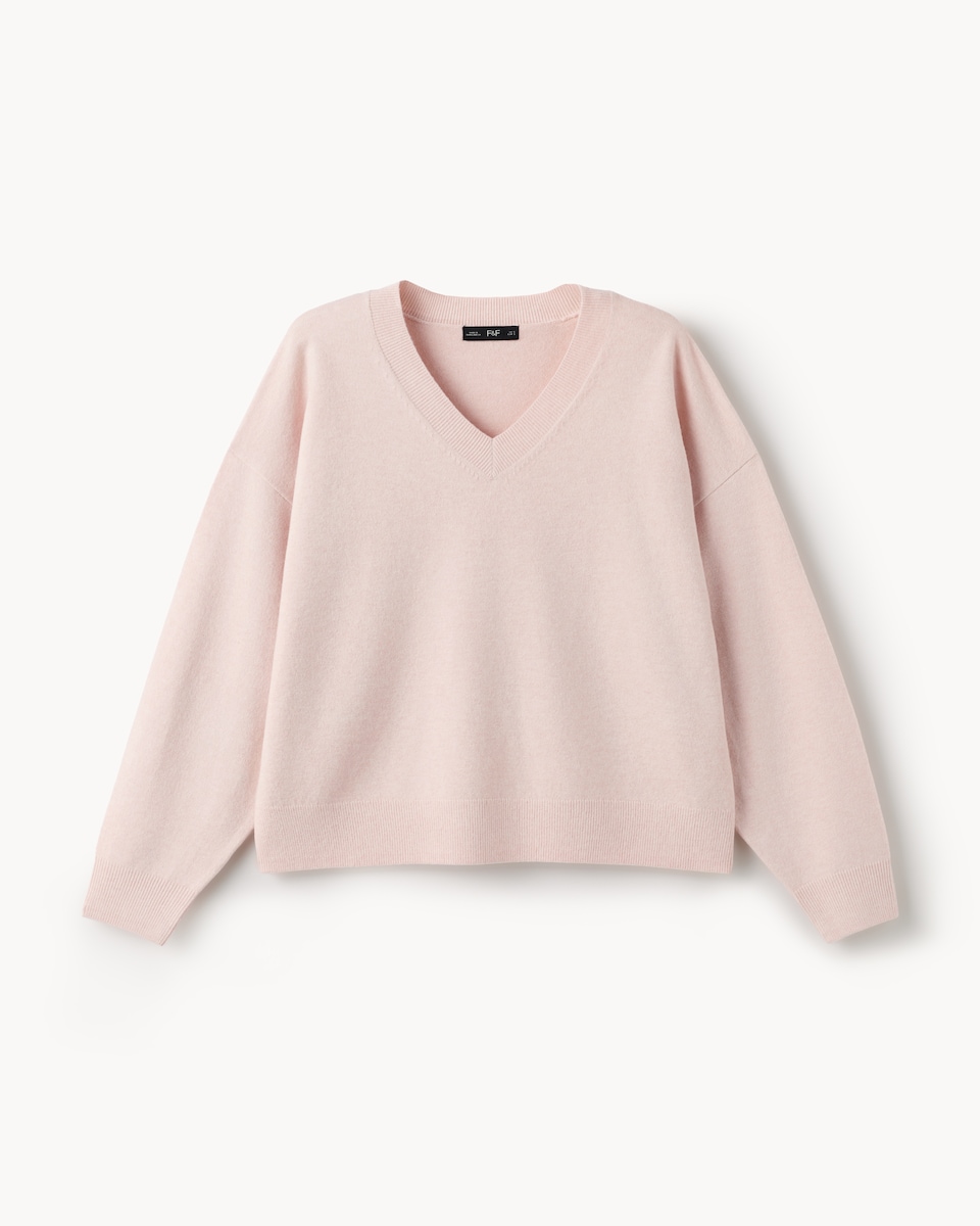 image 1 of F&F V Neck Knitted Jumper in Pink