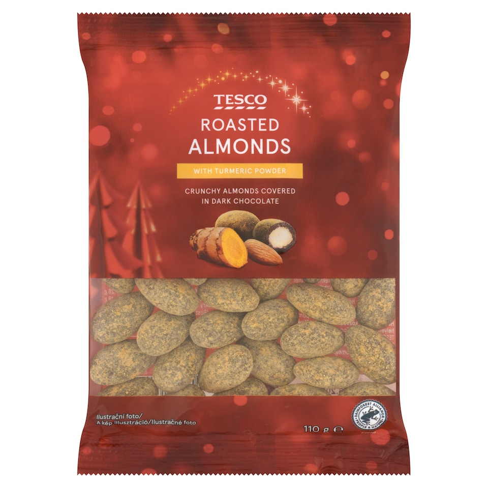Tesco Crunchy Almonds Covered in Dark Chocolate with Turmeric Powder 110g