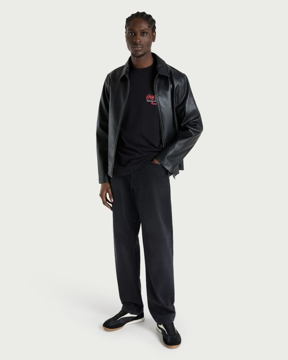 image 1 of Coca-Cola Pure Cotton Football T-Shirt in Black