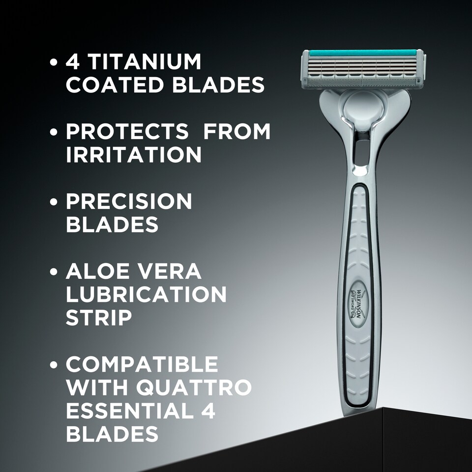 image 1 of Wilkinson Sword Quattro Titanum Razor Plus 8 Blades