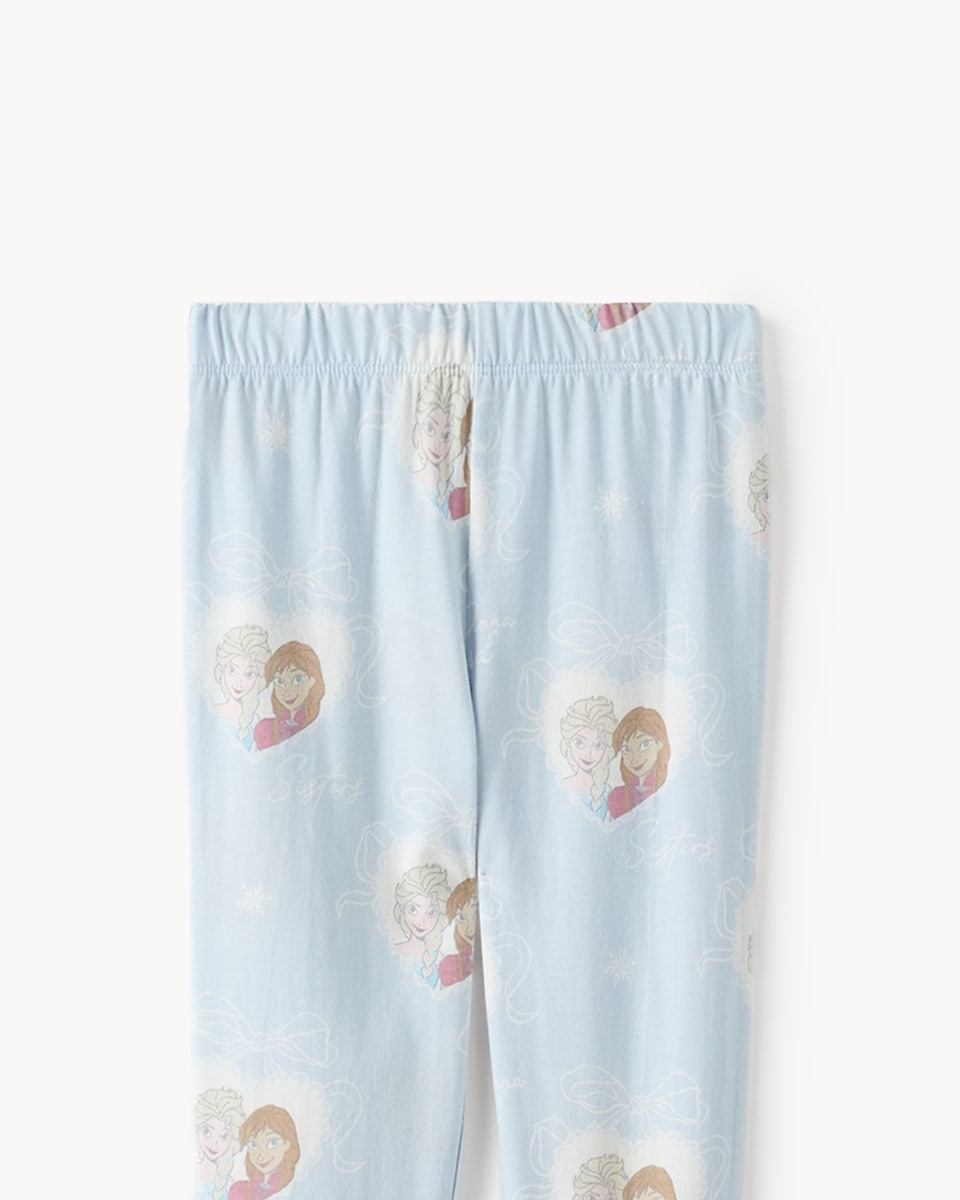 image 1 of Disney Frozen Top and Cuffed Bottoms Pyjama Set in Blue