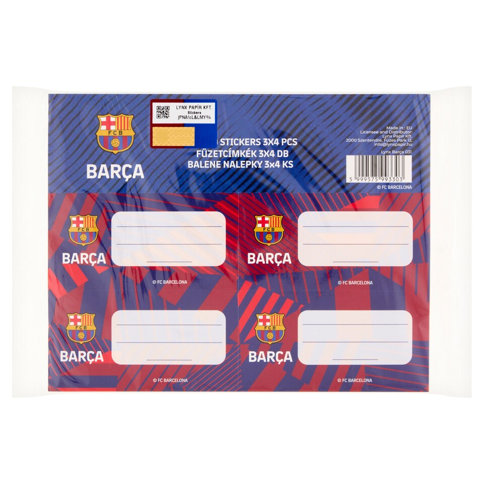 FCB Barça Notebook Label Stickers 3 x 4 pcs