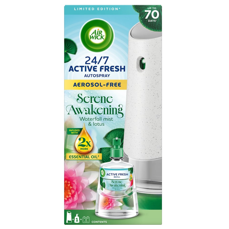 Air Wick Active Fresh Serene Awakening Waterfall Mist & Lotus 228ml