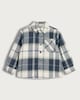 image 5 of F&F Boys Pure Cotton Check Print Popper Front Shacket in Blue