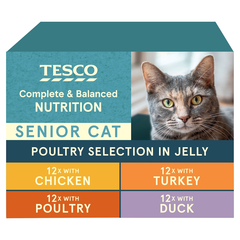 image 1 of Tesco Senior Cat Poultry Selection in Jelly 48x100g