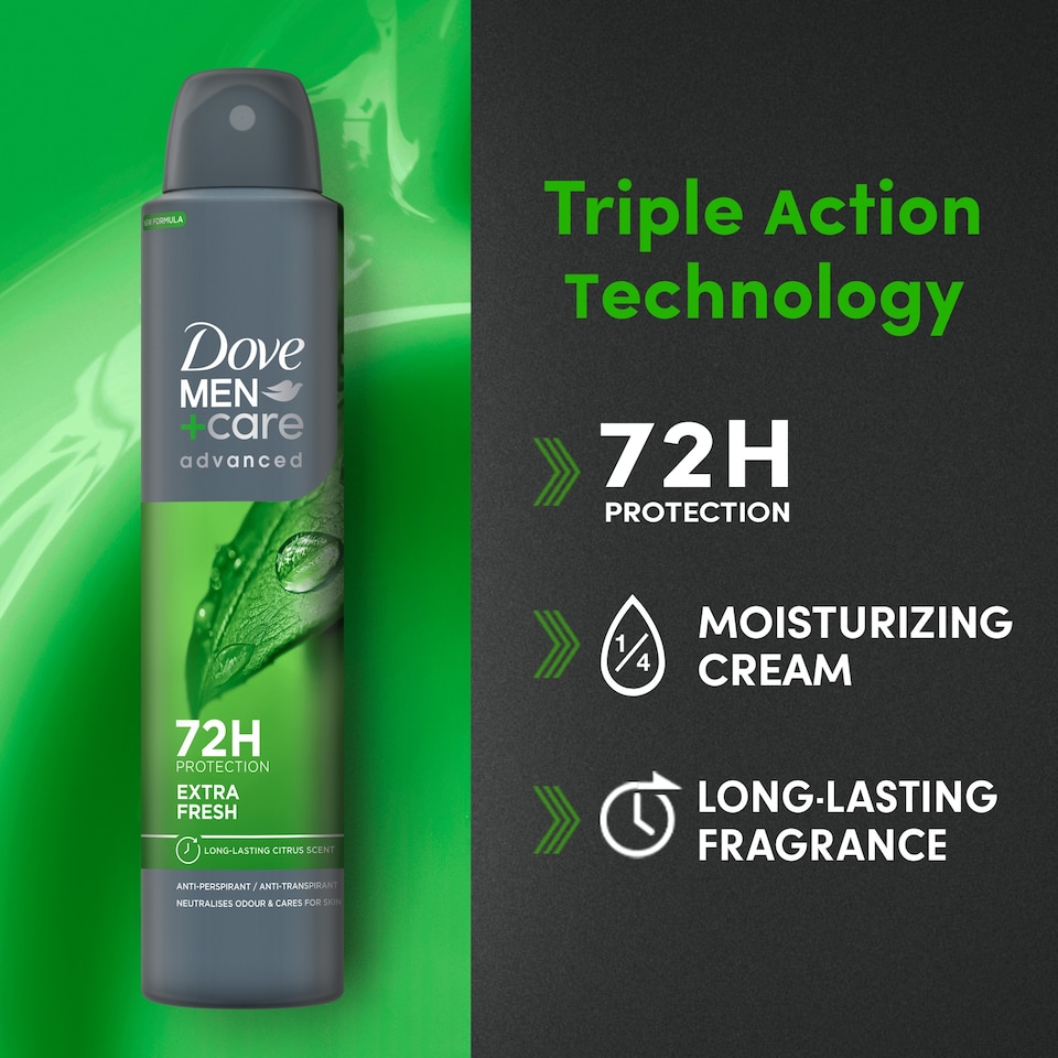 image 1 of Dove Men+Care Extra Fresh 72h Antiperspirant Deodorant 200ml