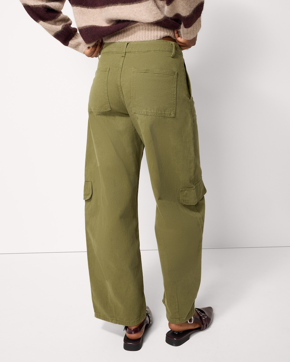image 1 of F&F Pure Cotton Relaxed Fit Cargo Trousers in Green