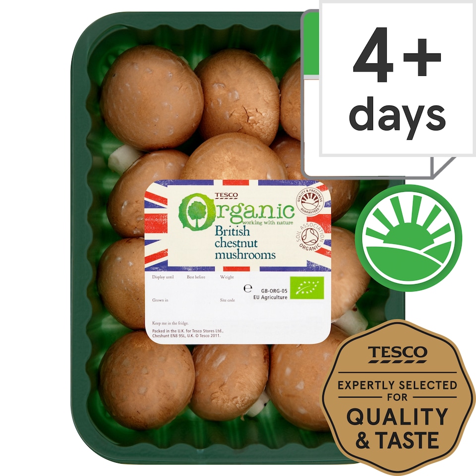 Tesco Organic Chestnut Mushrooms 250 G