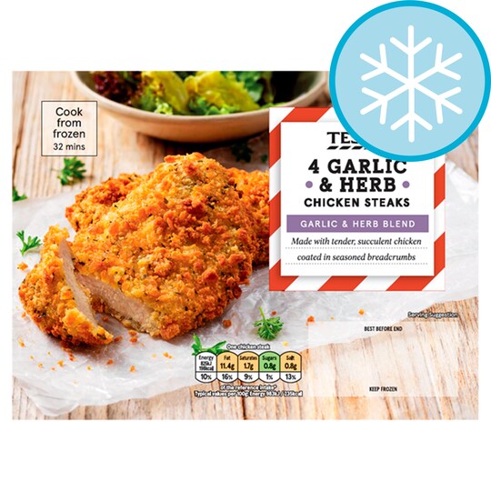 Tesco 4 Garlic & Herb Chicken Steaks 380G Tesco Groceries