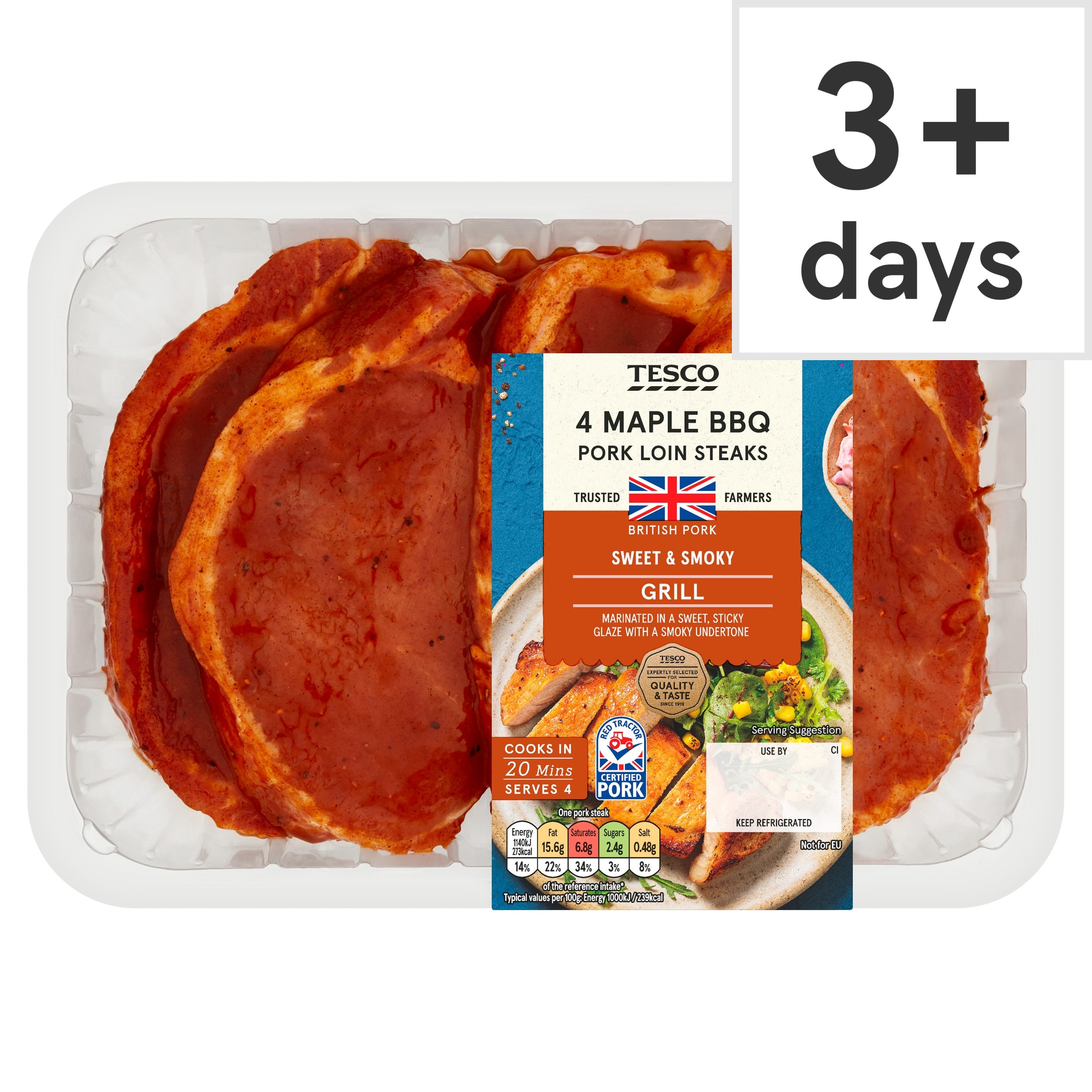 Tesco Maple Bbq Pork Loin Steaks 600G