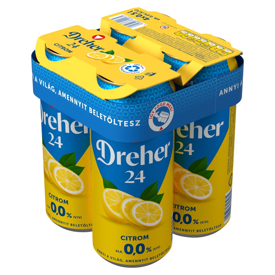 Dreher 24 Citrom alkoholmentes világos sör és citrom ízű ital keveréke 0,0% 4 x 0,5 l