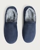 image 2 of F&F Corduroy Faux Fur Lined Slippers in Navy