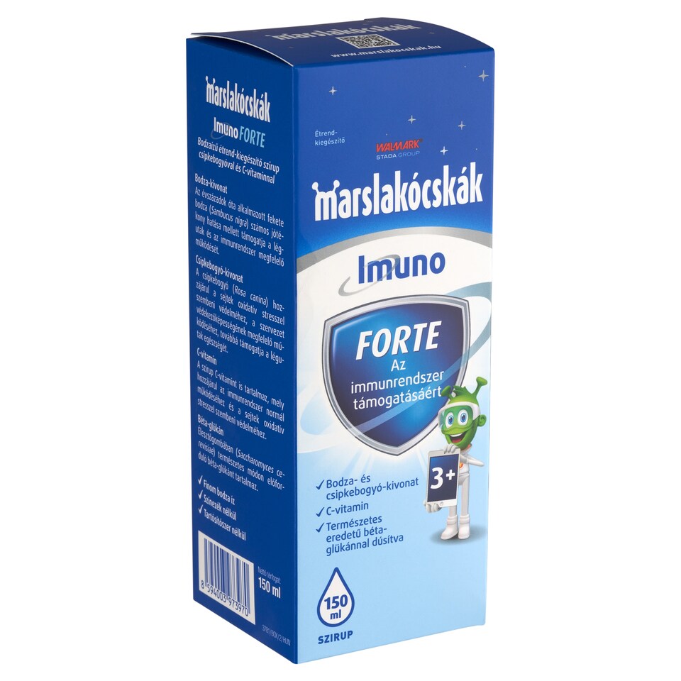 Marslakócskák Imuno Forte bodzaízű étrend-kiegészítő szirup csipkebogyóval-C-vitaminnal 3+ év 150 ml 1. kép