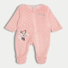 Disney Minnie Mouse Fleece Textured Sleepsuit in Pink