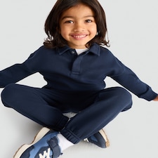 F&F Boys 2-Piece Cotton Rich Polo Sweatshirt and Joggers Set in Brown