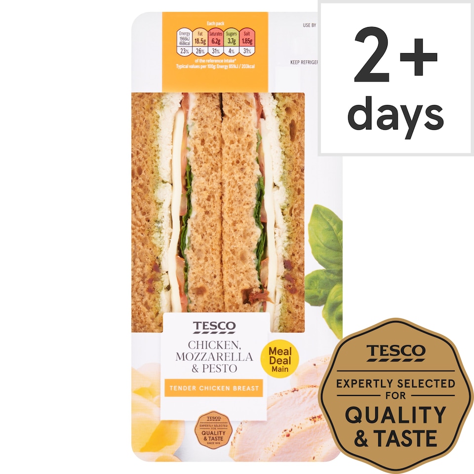 Tesco Roast Chicken Mozzarella & Pesto Sandwich Tesco Groceries