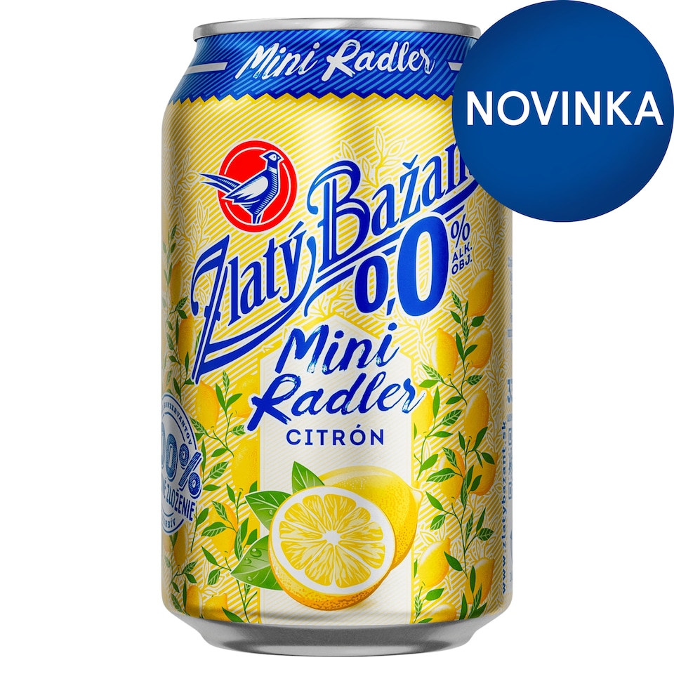 Zlatý Bažant Radler 0,0% Citrón plechovka 330 ml