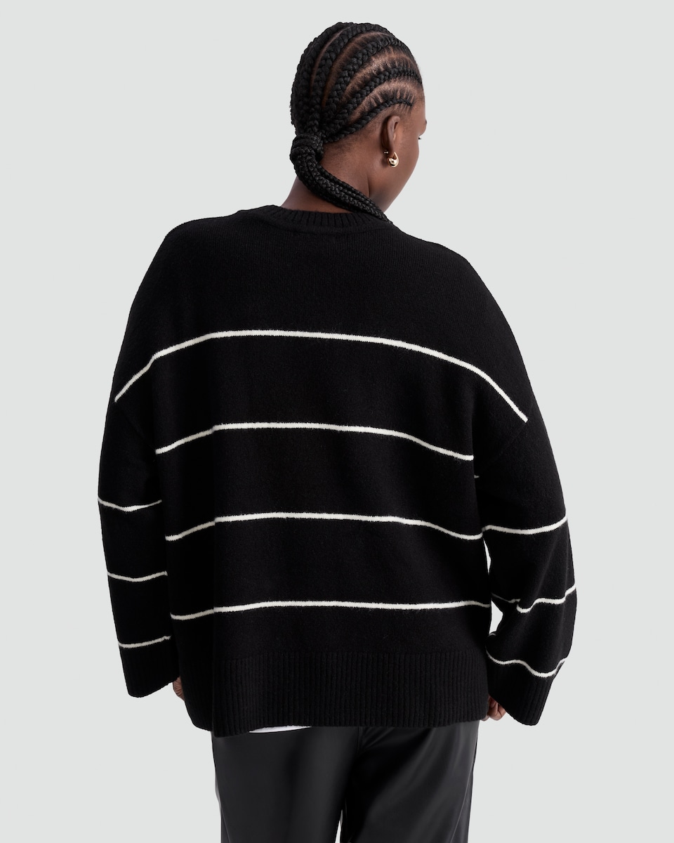 image 1 of F&F Knitted Slouchy Jumper with Wool in Multi Black