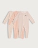 image 1 of F&F Baby 3-Pack Pure Cotton Slogan Long Sleeved Sleepsuits in Neutral/Natural