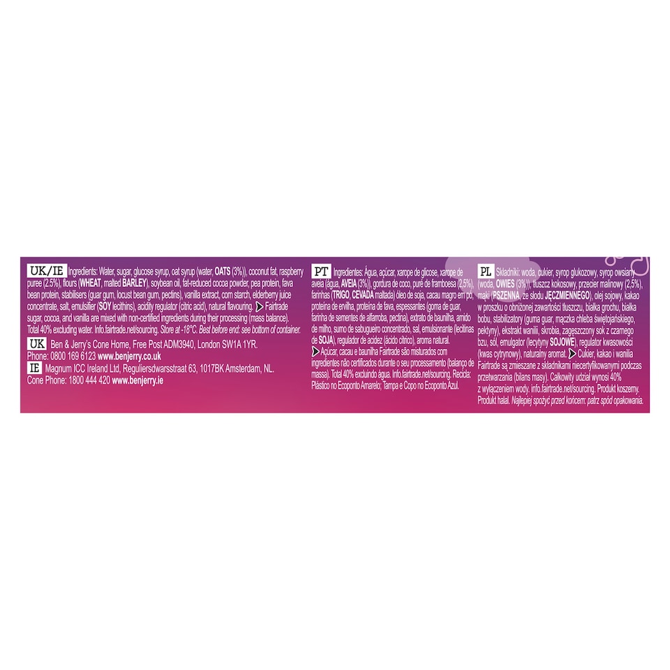 image 1 of Ben & Jerry's Bohemian Raspberry Non Dairy Vegan Ice Cream Tub 465ml