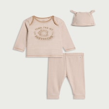 F&F Baby 3–Piece Cotton Rich Striped Set in White