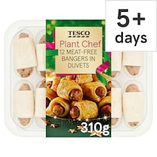 Tesco Plant Chef 12 Meat Free Bangers in Duvets 310g