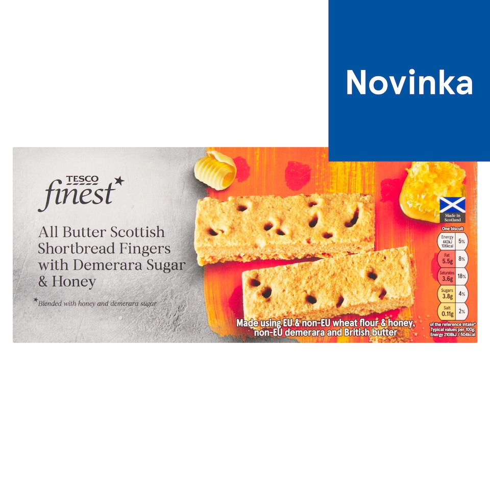 Tesco Finest Shortbread Fingers Honey & Demerara 165 g