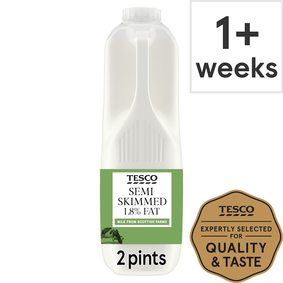 Tesco British Semi Skimmed Milk 1.13L, 2 Pints