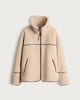image 5 of F&F Borg Funnel Neck Zip Through Jacket in Neutral