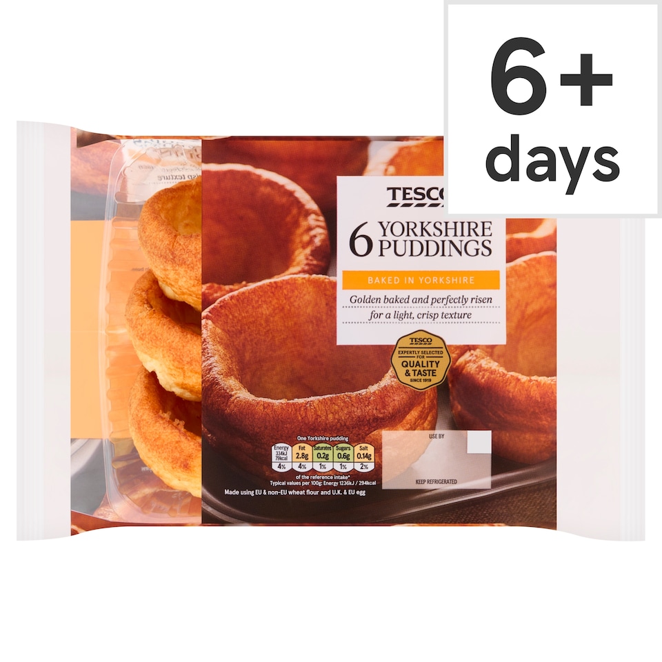 Tesco Yorkshire Puddings 6 Pack 180G
