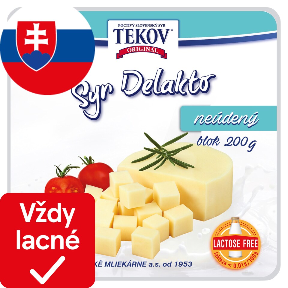 TEKOV SYR DELAKTO NEÚDENÝ blok 200 g