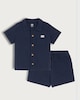 image 1 of F&F Baby Textured Shirt and Shorts Set in Navy