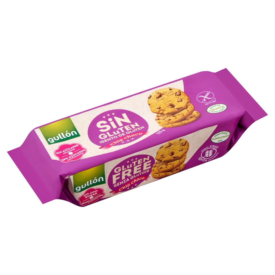 Gullón gluténmentes keksz csokoládé darabkákkal, édesítőszerrel 125 g