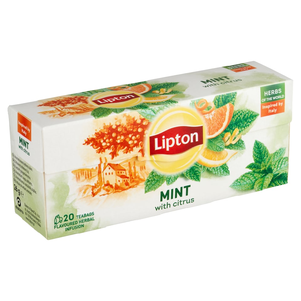 Obrázek 1 pro produkt Lipton Mint with Citrus aromatizovaný bylinný nálev 20 sáčků 26g