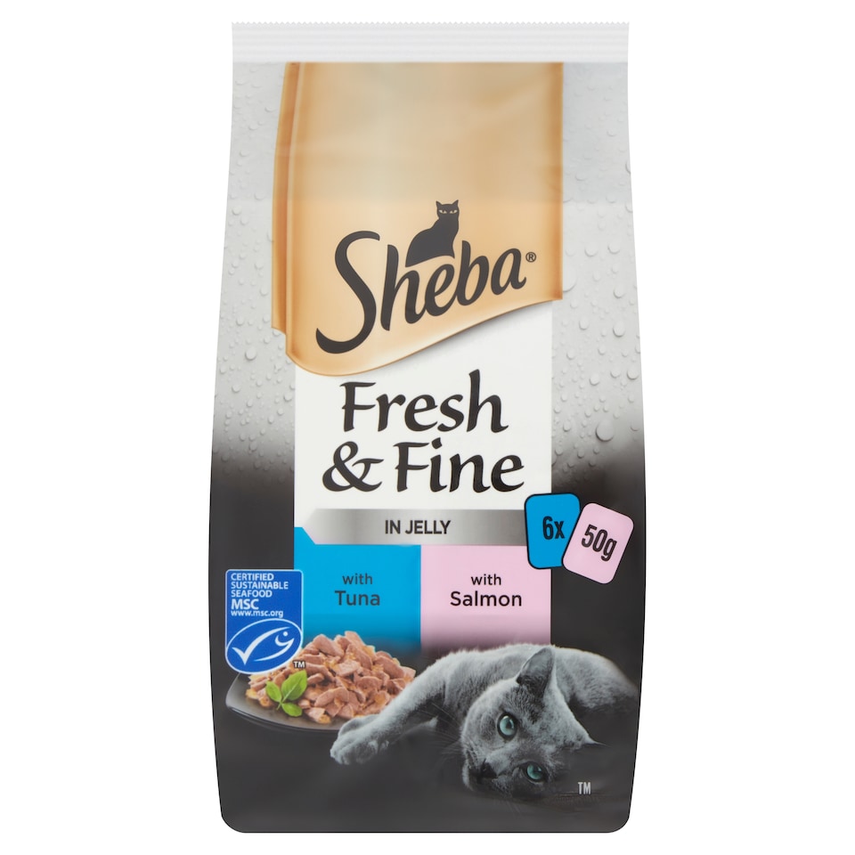 Sheba Fresh & Fine Wet Cat Food Tuna & Salmon in Jelly 6x50g