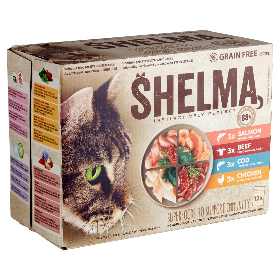 Shelma Cereal-Free Fillet Complete Pet Food for Adult Cats 12 x 85 g