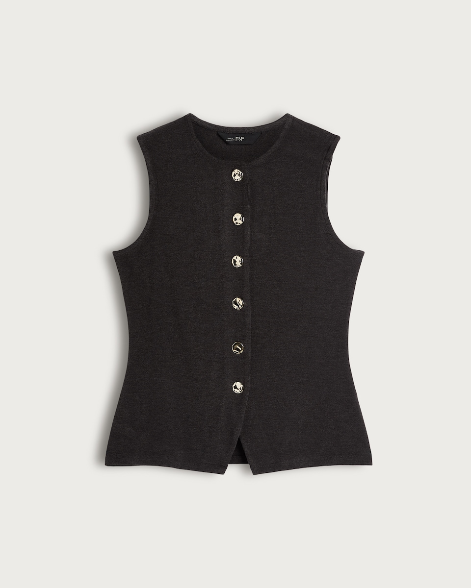 image 1 of F&F Button Up Sleeveless Co-ord Waistcoat in Grey