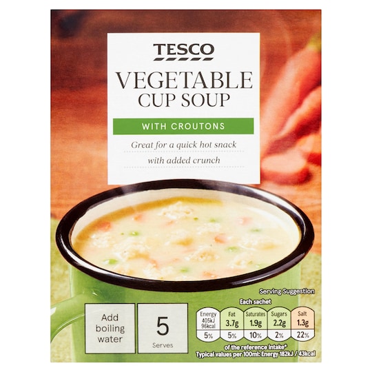 Tesco Vegetable & Croutons Soup In A Mug 5 Pack 115G Tesco Groceries
