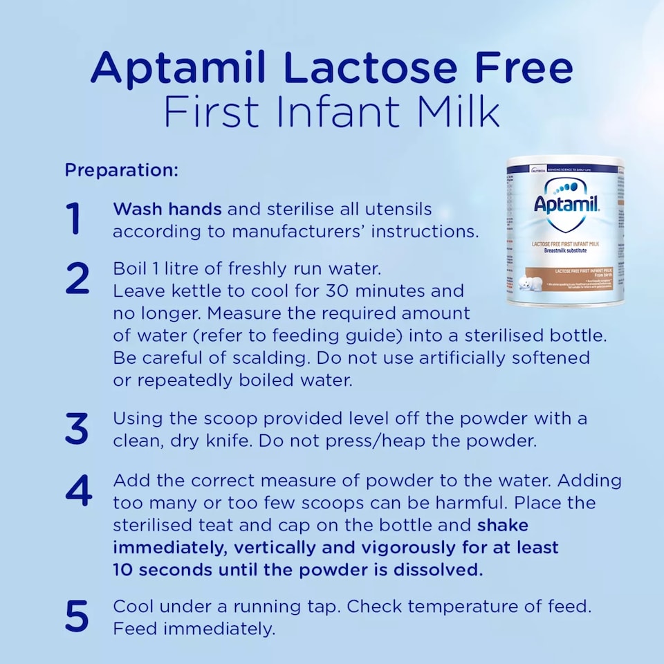 image 1 of Aptamil Lactose Free Baby Milk Formula Powder from Birth 400g