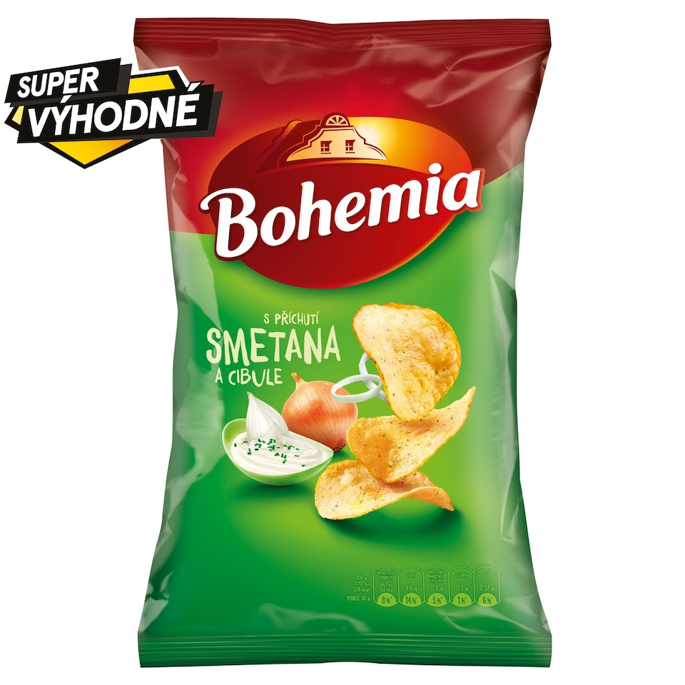 Bohemia Chips s příchutí smetana a cibule 130g