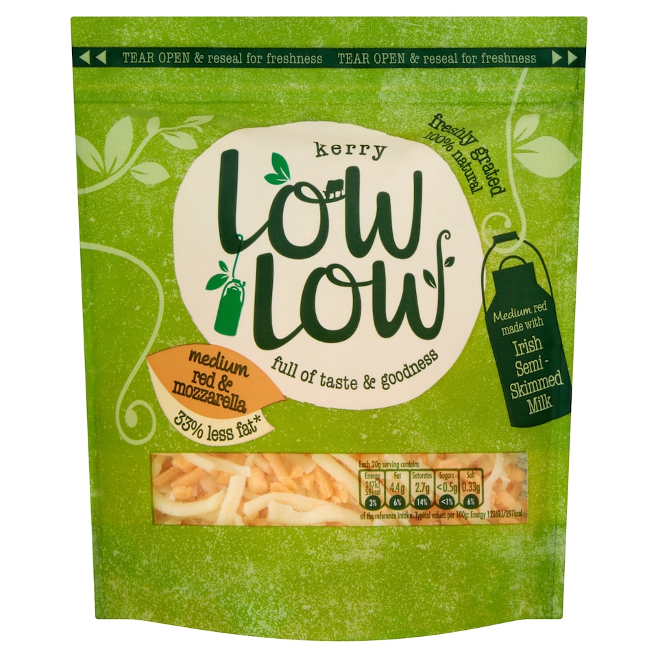 Low Low Medium Red And Mozzarella Grated Cheese 180G