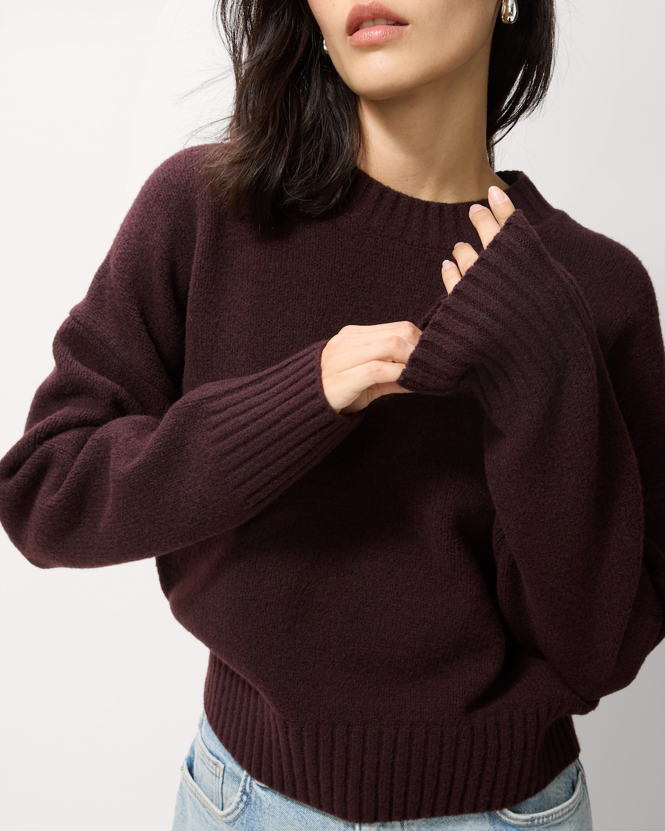 image 1 of F&F Crew Neck Jumper in Burgundy